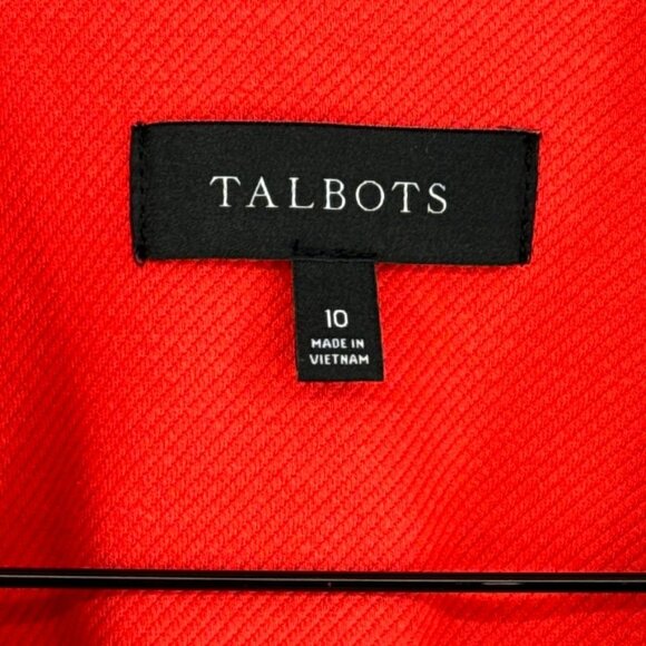 Talbots Womens orange Blazer Jacket Size 10 Cotton Blend crest Button lined - Picture 3 of 14